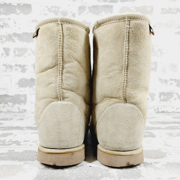 Lam Cream Suede Round Toe Fur Winter Boots V744 - Picture 6 of 12